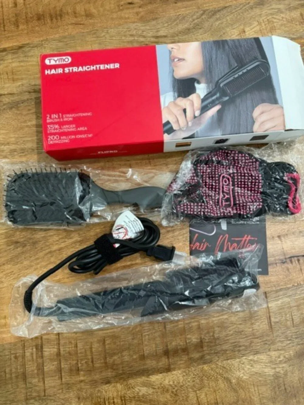 TYMO Flipro Hair Straightener Comb Brush 2 in 1 Flat Iron Anti Frizz 200M Ions